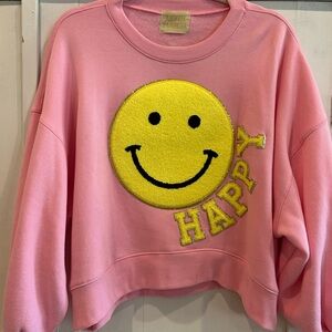 Judith March Pink Happy Face Sweater